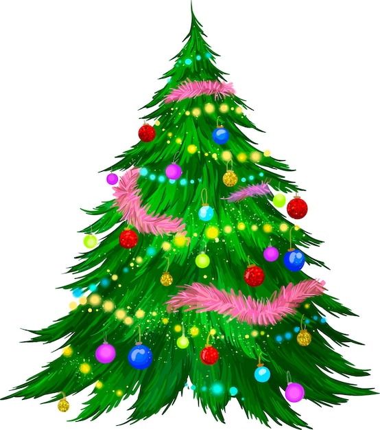 Vector christmas tree with christmas toys