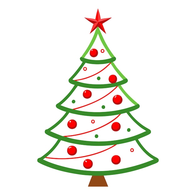 Vector a christmas tree with red and green decorations on it