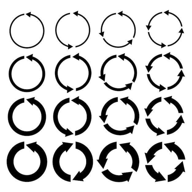 Vector circle arrows isolated rotate arrow and spinning loading symbol circular rotation loading elements