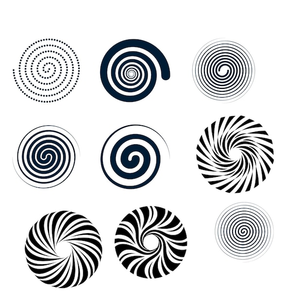 Vector circle design elements set of spiral elements spiral icon set swirl helix gyre curl loop symbo