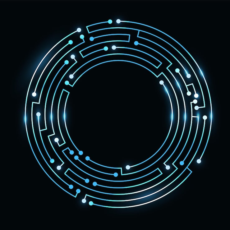 Circuit board circle frame Abstract digital round frame hardware board and electronic motherboard pattern vector Programming science computer system element