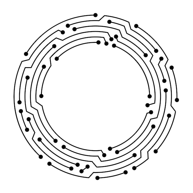 circuit board circle frame abstract digital round frame hardware board and electronic motherboard pattern vector programming science computer system element