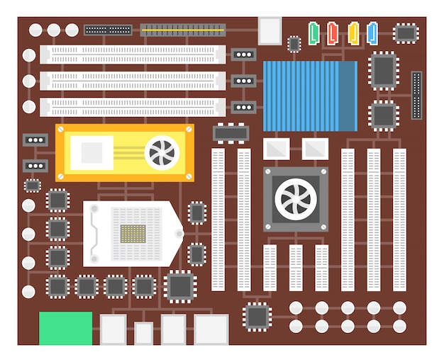 Vector circuit board. electronic computer hardware processor technology. motherboard digital chip