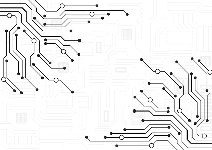Circuit technology background with hi-tech digital data connection system and computer electronic design