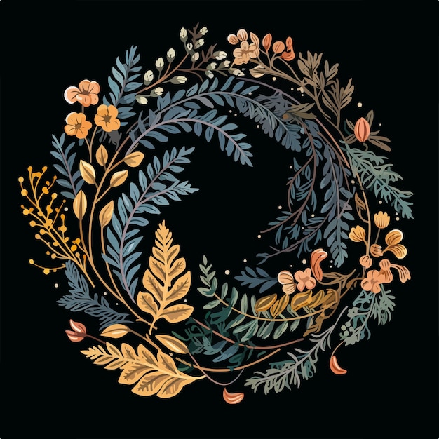 Vector circular botanical decorative design element background