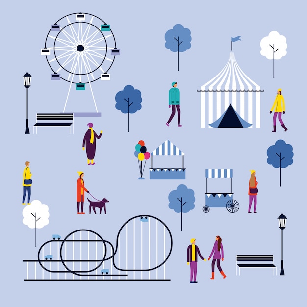 Vector circus people fair