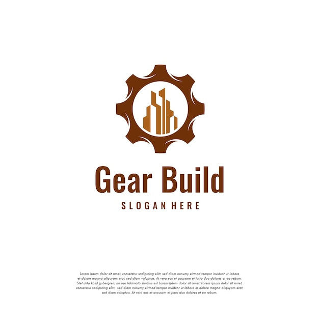 Vector city engine logo designs template, gear building logo template