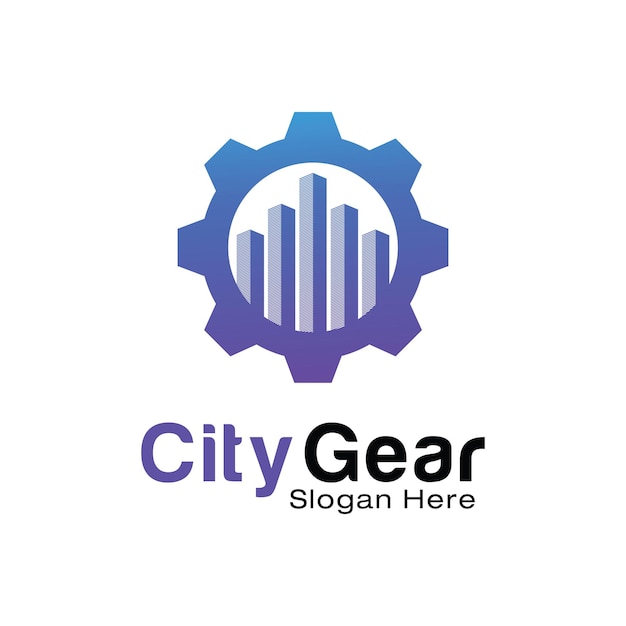 Vector city gear logo design template