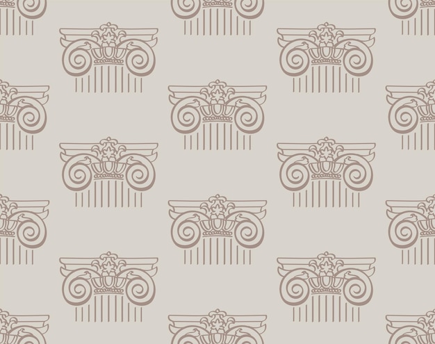 Vector classical design with ancient ionic order columns vector seamless pattern