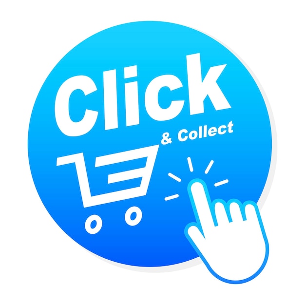 Vector click and collect icons click collection with computer mouse pointer or mouse vector illustration