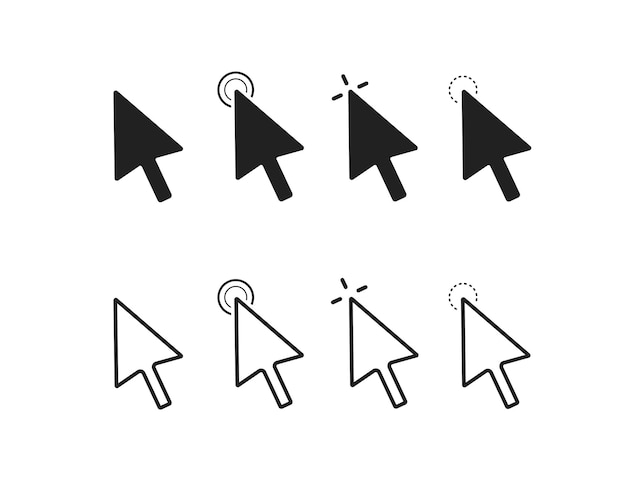 Vector click cursor arrow icon vector mouse pointer symbol in simple flat style