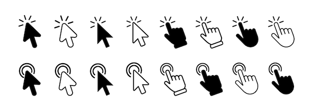 Vector click cursor icons set hand cursor icon computer mouse click cursor arrow icon collection pointer