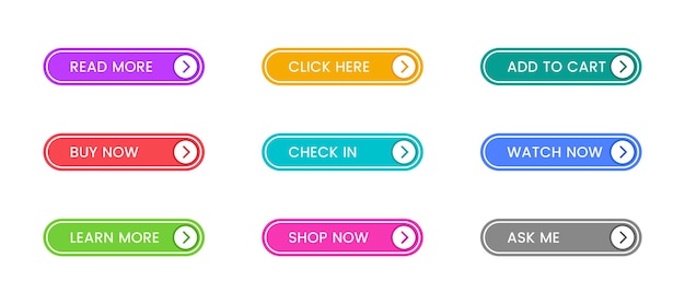 Vector click here button with pointer clicking web button set click button clicking the icon action but