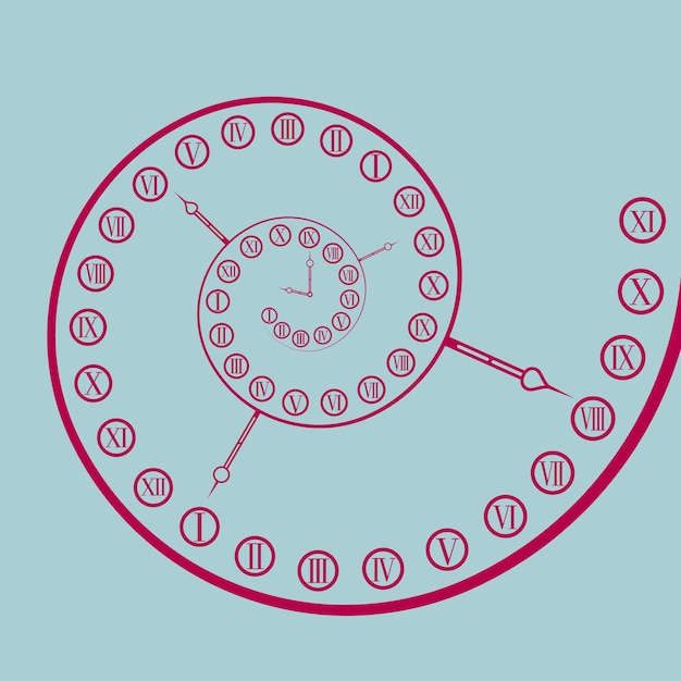 Vector clock creative design. isolated on blue background.