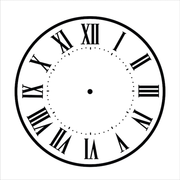 Vector clock face with shadow on white background vector illustration