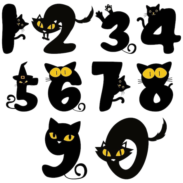 a close up of a number with cats and a cat on it