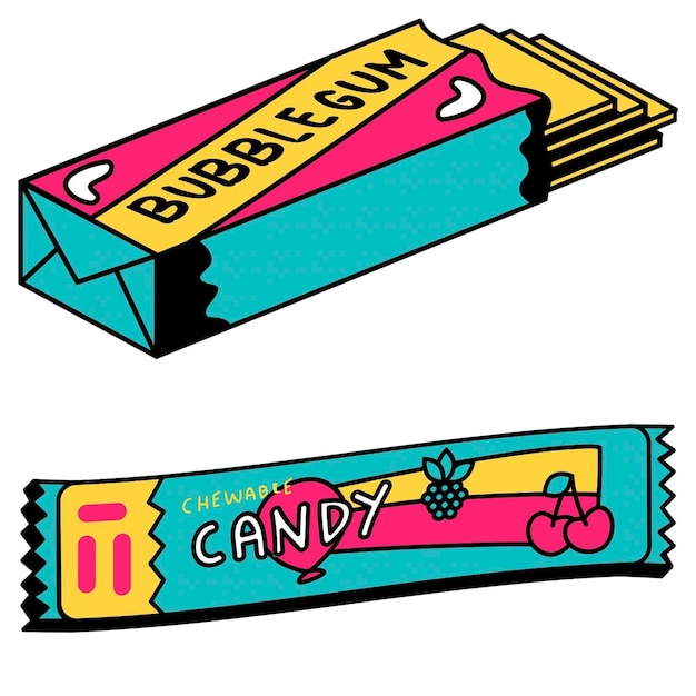 a close up of two candy bars with a candy bar in the middle