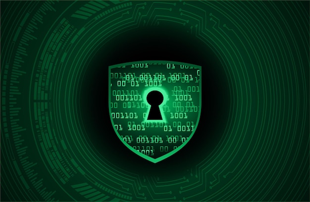 Vector closed padlock on digital background cyber security