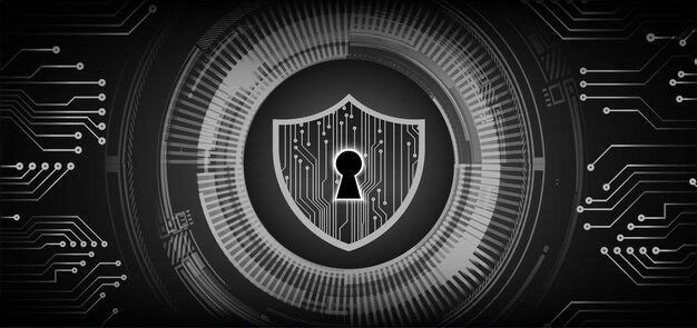 Vector closed padlock on digital background, cyber security