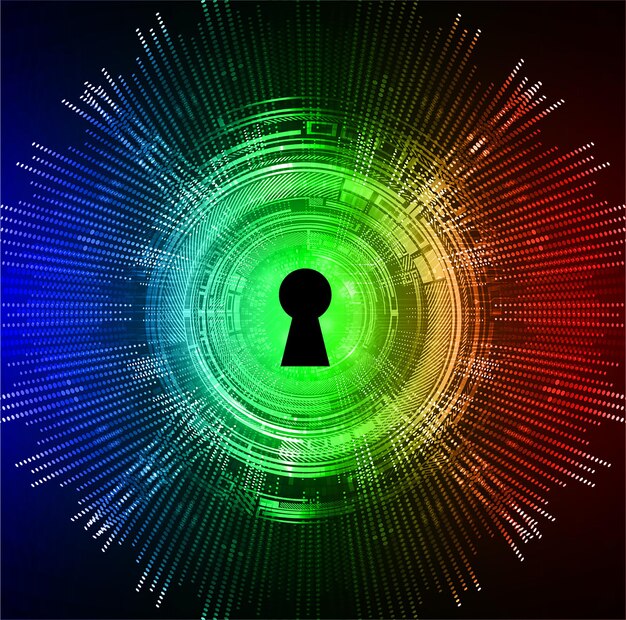 Vector closed padlock on digital background cyber security