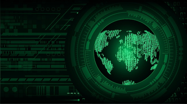 Vector closed padlock on digital background, world cyber security