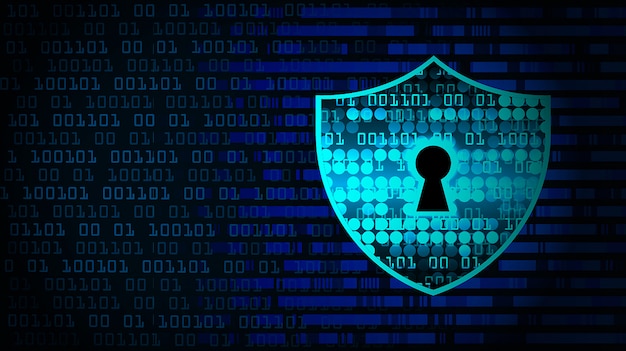 Vector closed padlock on digital background