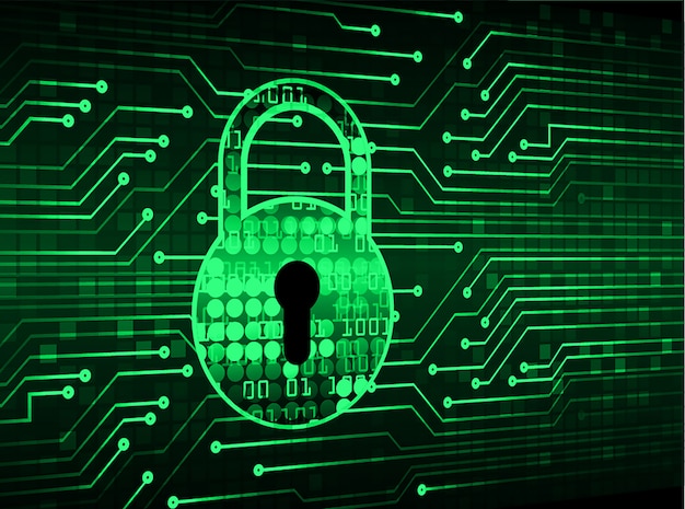 Vector closed padlock on digital background