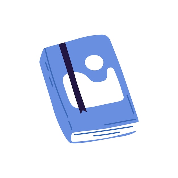 Vector closed paper book with bookmark notebook with cover abstract sketchbook notepad for notes personal diary individual planner flat vector illustration isolated on white background