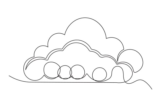 Vector cloud abstract minimalist icon continuous one line drawing isolated artwork design
