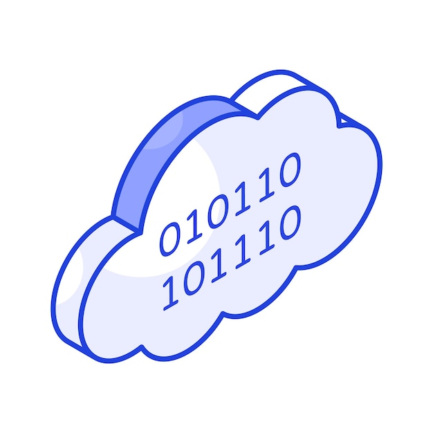 Vector cloud binary coding vector isometric icon in modern style