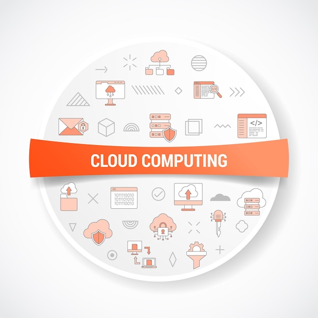 Vector cloud computing concept with icon concept with round or circle shape for badge