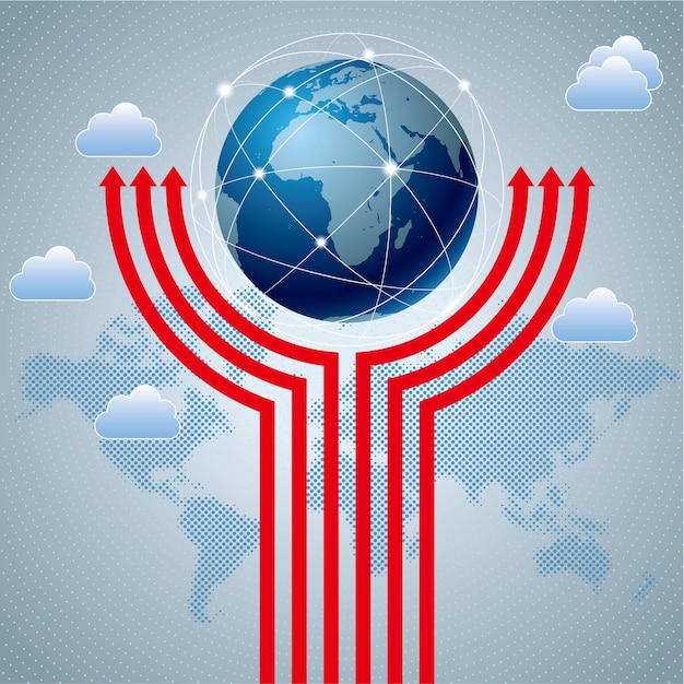 Vector cloud computing and networking design concept, data sharing concept design.