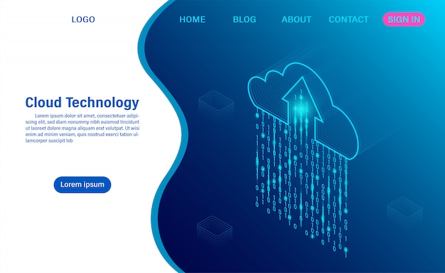 Vector cloud computing technology . digital service or app with data transfering. data processing protecting data security concept. isometric flat 