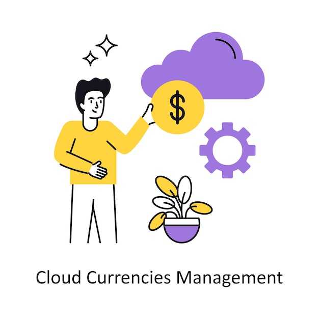 Vector cloud currencies management concept vector illustration isolated on white background