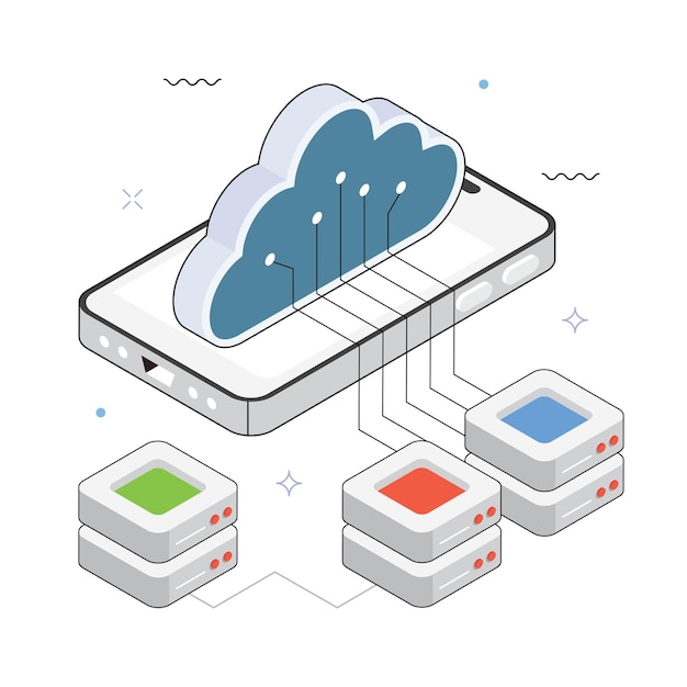 Vector cloud integration vector isometric illustration eps 10 file
