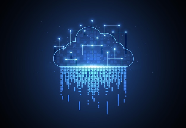 Vector cloud networking computing concept design digital data transform download and upload