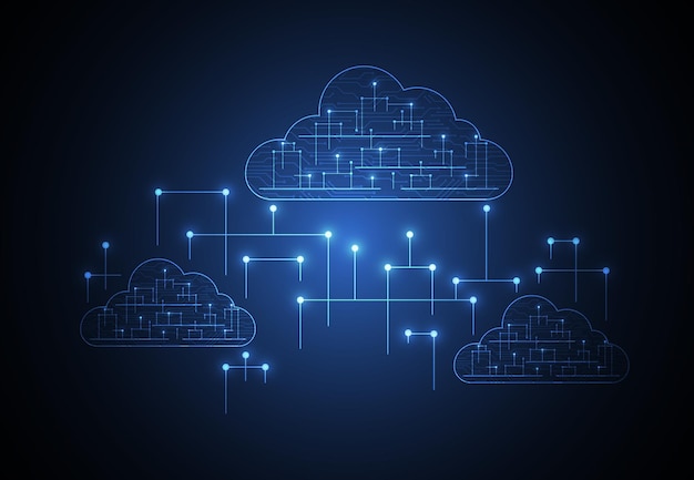Vector cloud networking computing concept design digital data transform download and upload