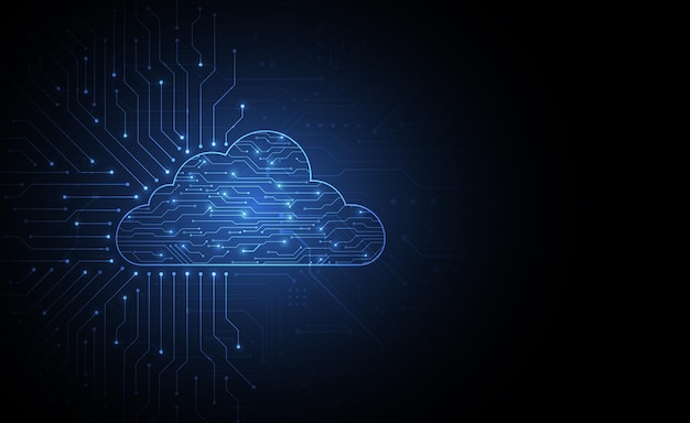 Vector cloud networking computing connection with internet icons concept circuit design