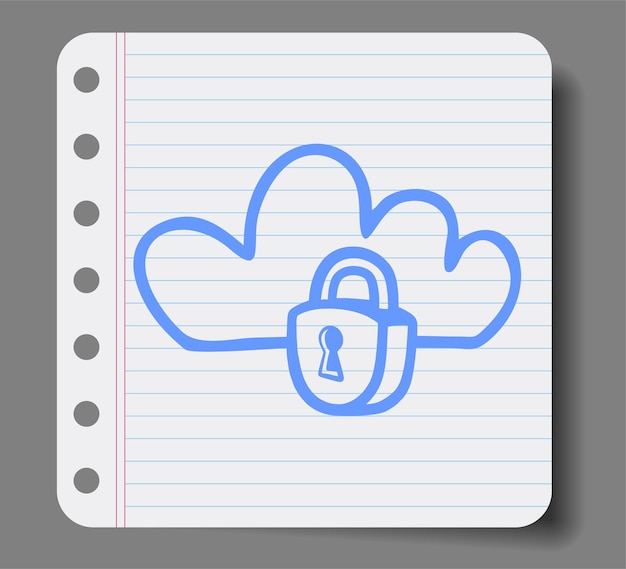 Vector cloud security icon with doodle style