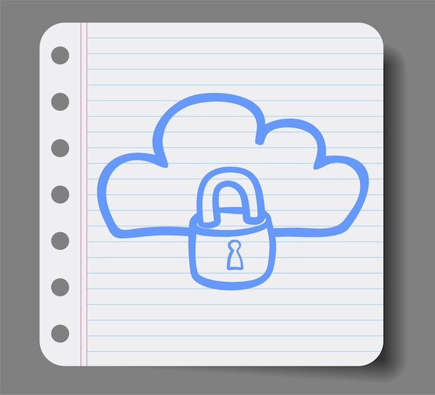 Vector cloud security icon with doodle style