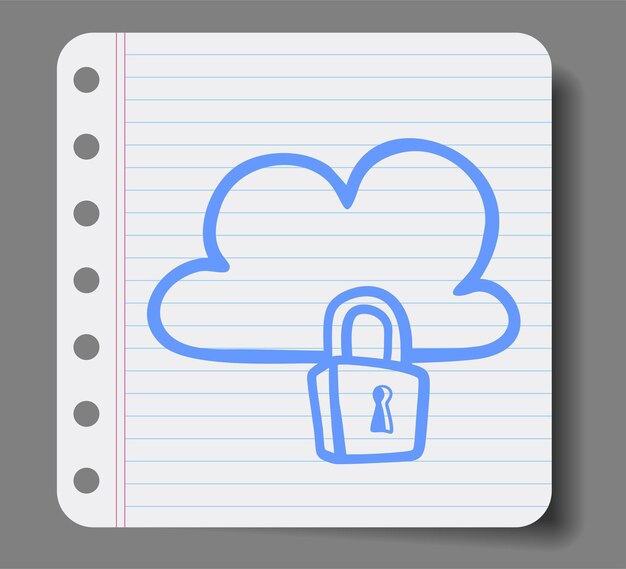 Vector cloud security icon with doodle style