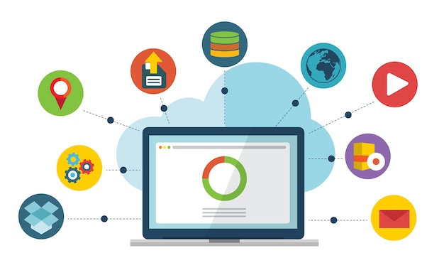 Vector cloud service and application icons
