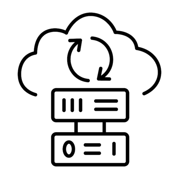 Vector cloud synchronization icon in linear style