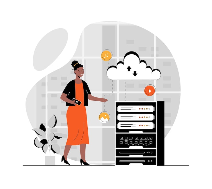 Cloud technology remote data storage data center remote database data server cloud computing S