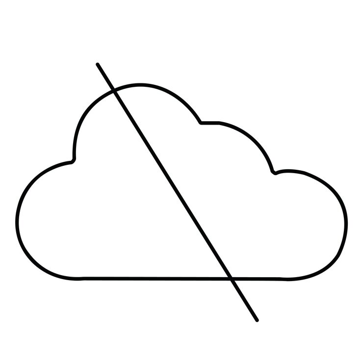 Cloud with a line through it Concept of cloud unavailability or data restriction