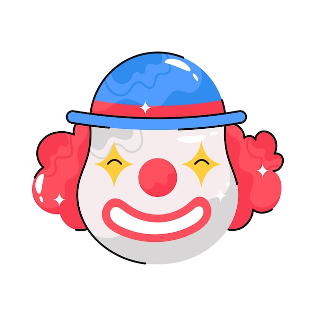 Vector clown doodle vector filled outline sticker eps 10 file