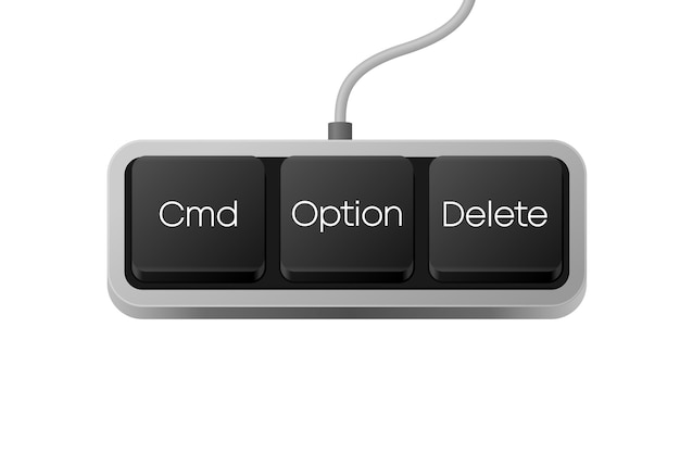Vector cmd option delete button combination computer keyboard word on pc computer keyboard vector