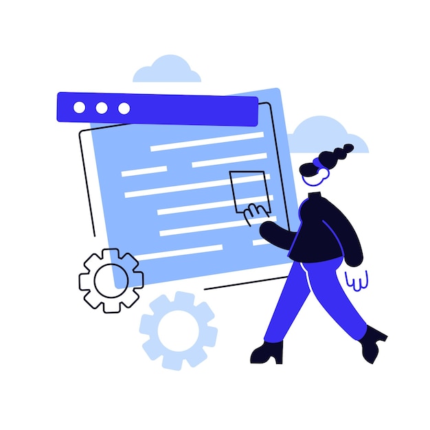 Vector cms development abstract concept vector illustration. cms, program development service, online content management system, website interface design, ui element, site menu bar abstract metaphor.