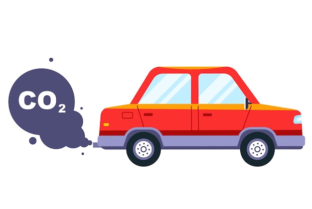 Vector co2 exhaust from the tailpipe of a car environmental pollution