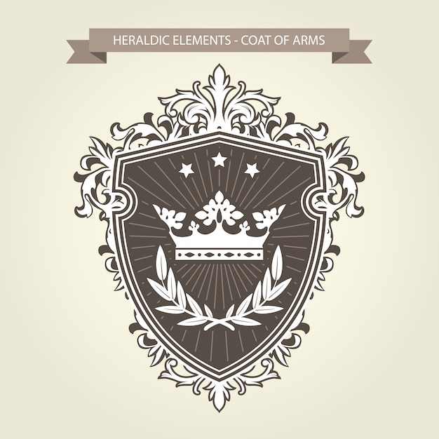 Vector coat of arms - medieval heraldry, shield  and crown